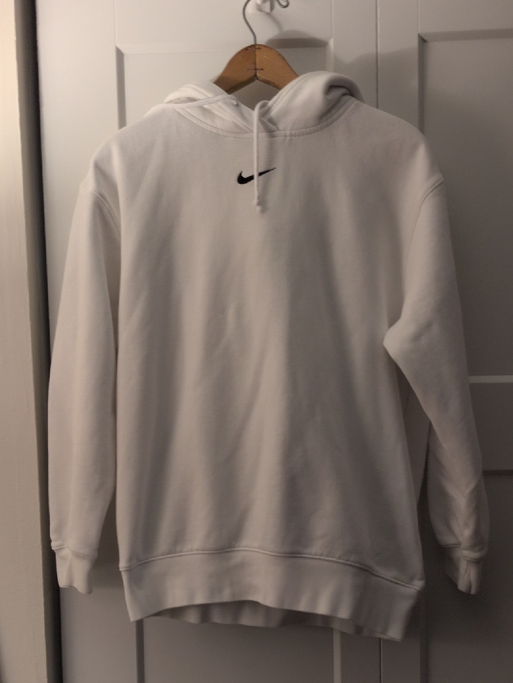 Nike White Pullover Hoodie with Black Swoosh
